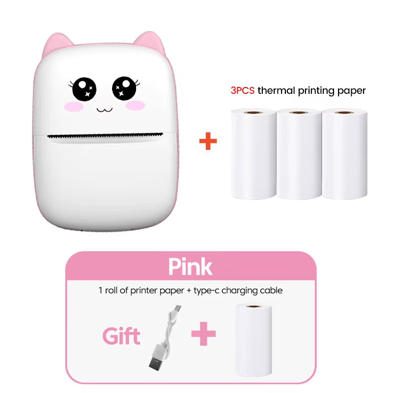 Mini Printer Thermal Printer Inkless Bluetooth Wireless Portable Pocket Self-Adhesive Label Printer for Sticker Lable Maker