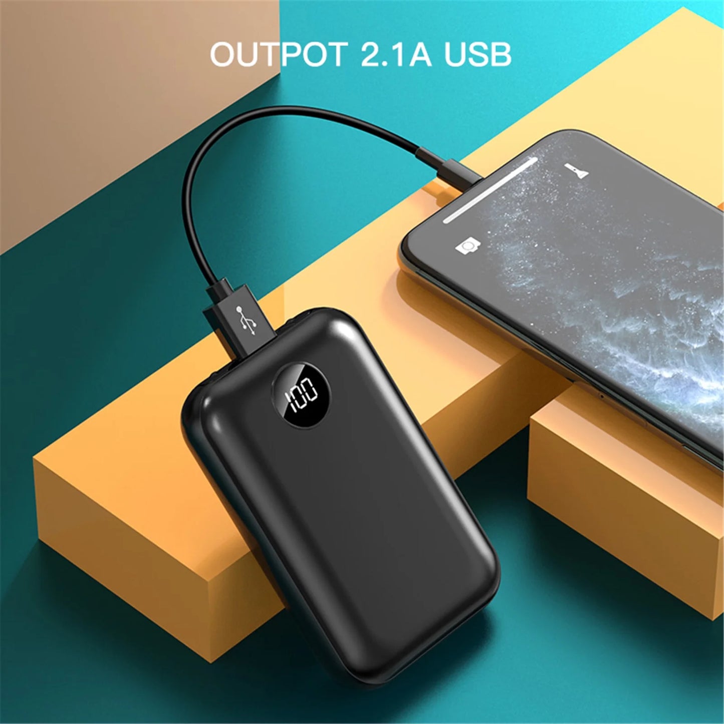 Portable Charger 10000Mah Power Bank with 2 Inputs & Dual LED Light Huge Capacity Backup Battery with LCD Display, Compatible with Smart Phones,Android Phone,Tablet and More