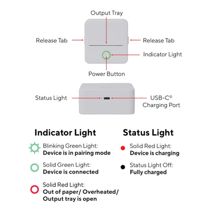 Wireless Mini Portable Thermal Printer Label Maker, Paper Included for Android and Ios Phone, Gray