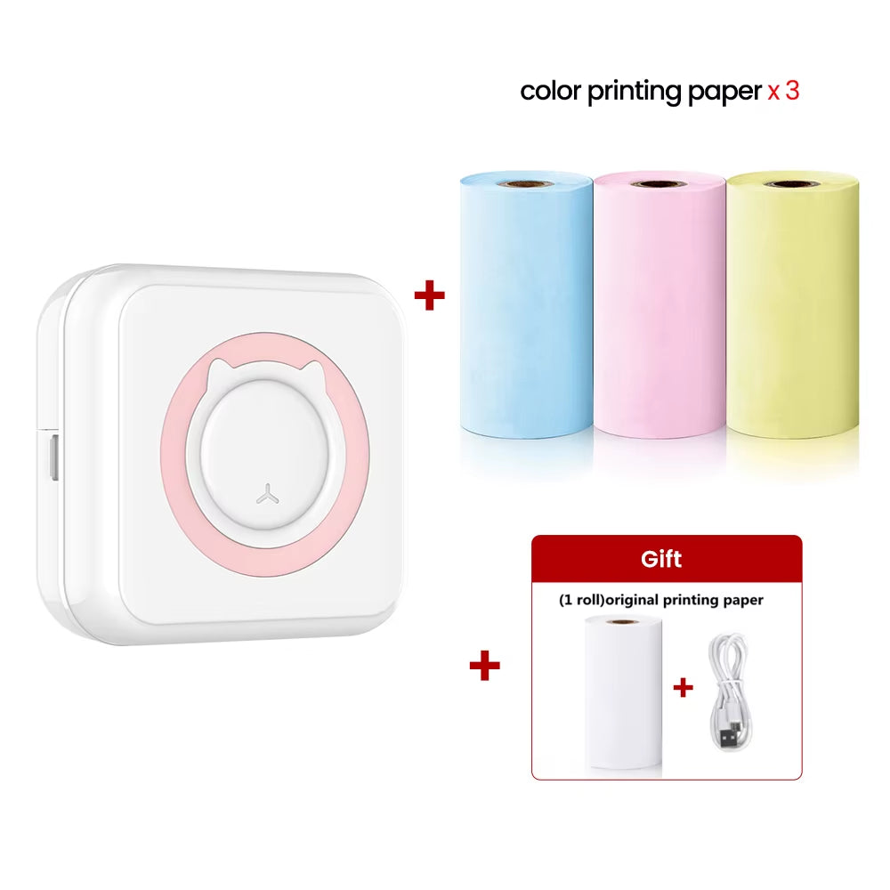 Mini Printer Thermal Printer Inkless Bluetooth Wireless Portable Pocket Self-Adhesive Label Printer for Sticker Lable Maker