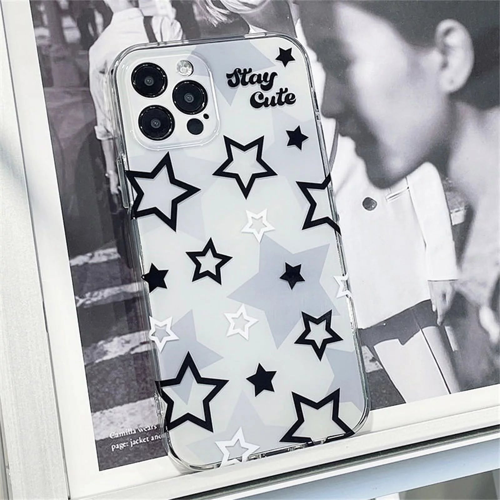 Korean Cute Y2K Star Transparent Phone Case for Iphone 15 14 13 12 11 Pro Max X XR 7 8Plus SE Lovely Shockproof Soft Cover Funda