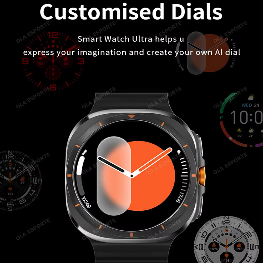 New Galaxy Watch 7 Ultra Smart Bracelet Men GPS Trackr NFC HD Touch Screen Bluetooth Call Health Monitor Smartwatchs for Samsung