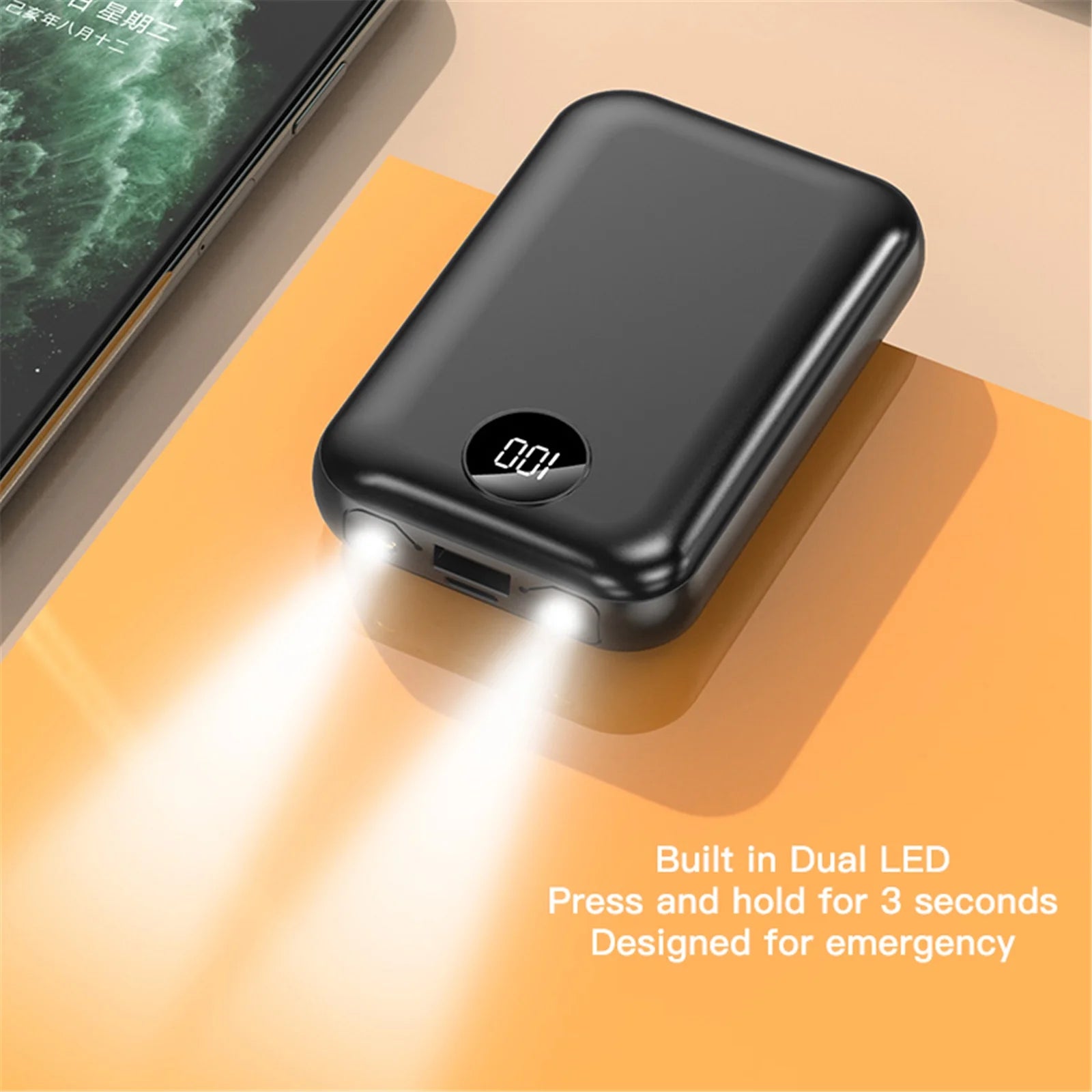 Portable Charger 10000Mah Power Bank with 2 Inputs & Dual LED Light Huge Capacity Backup Battery with LCD Display, Compatible with Smart Phones,Android Phone,Tablet and More