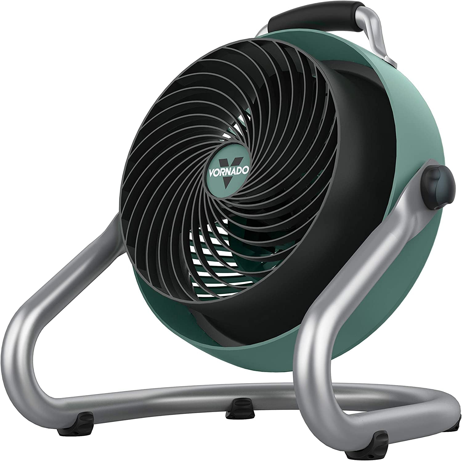 293HD Heavy Duty Air Circulator Shop, 3-Speed Floor Fan, Adjustable Head, Easy-Clean Grill, Large, Green, 16 In