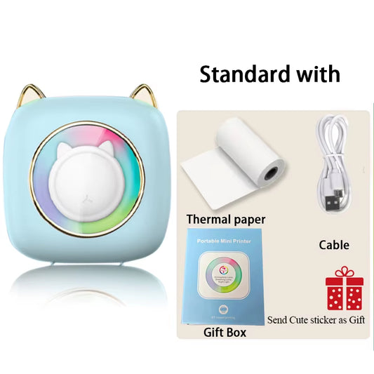 Mini Portable Printer Thermal Printing Sticker Wireless Inkless Mini Pocket Printer Self-Adhesive Label Printer Photo Printer