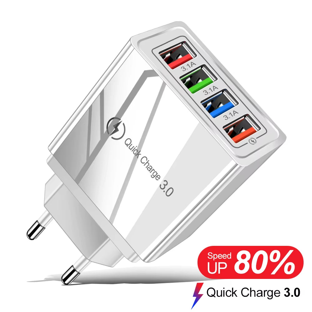 For Iphone 14 USB Charger Quick Charge 3.0 for Samsung Xiaomi Mi Tablets Mobile Phone Charger Adapter EU/US Plug Fast Charging