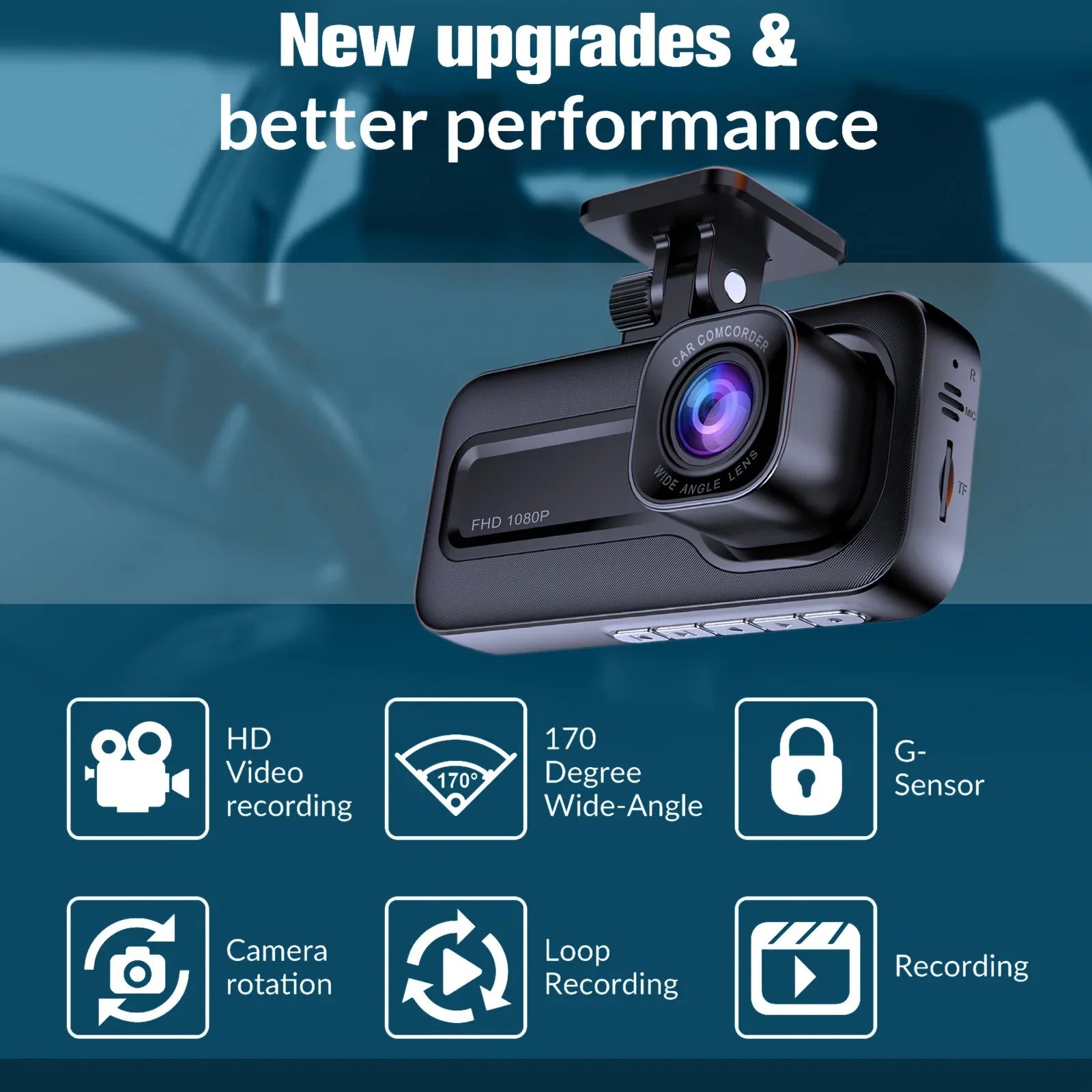 Dash Cam Front and Rear and inside 1080P Full HD 3 Way Dash Cam 3 Cameras Vidoe Recorder Black Box with 3 Cameras