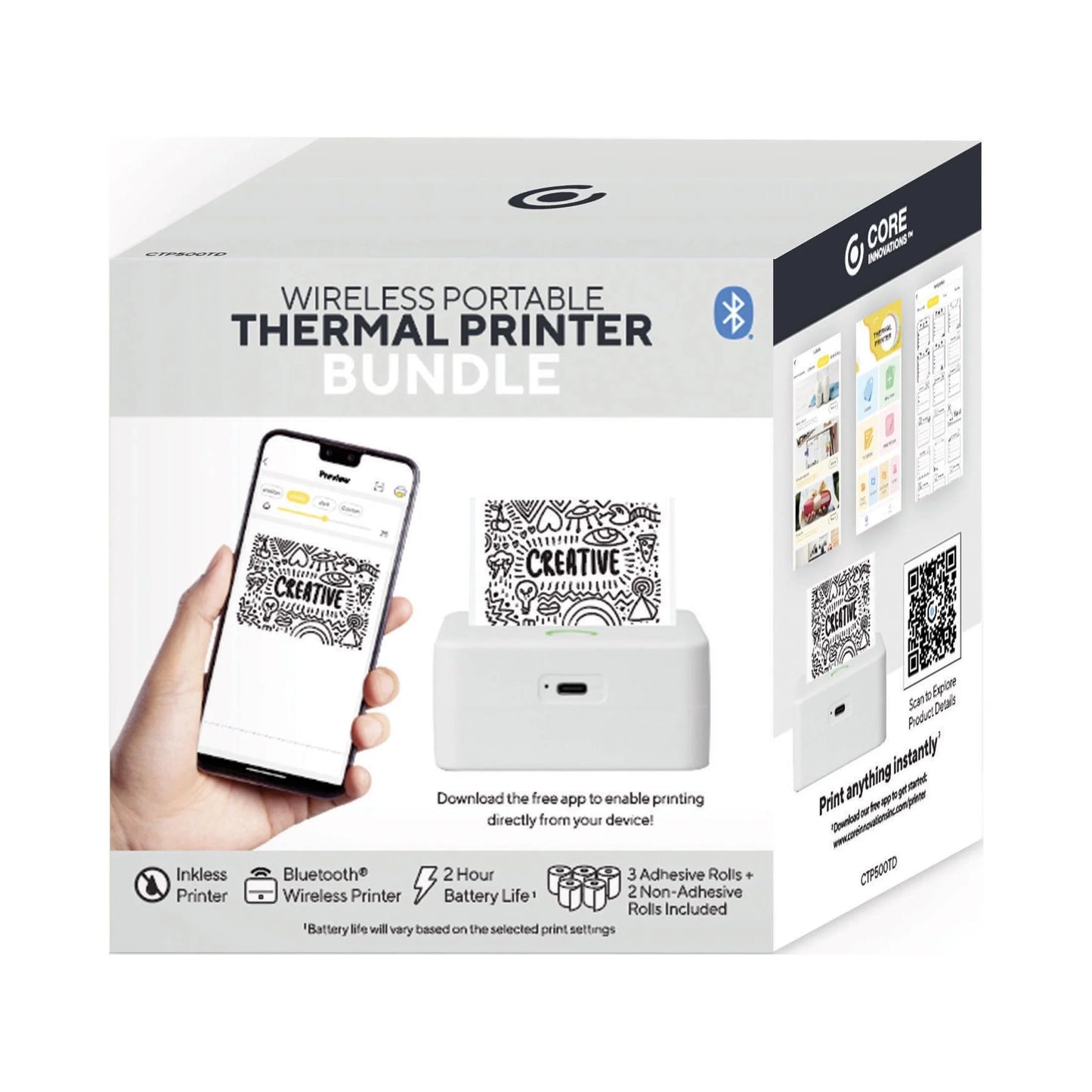 Wireless Mini Portable Thermal Printer Label Maker, Paper Included for Android and Ios Phone, Gray