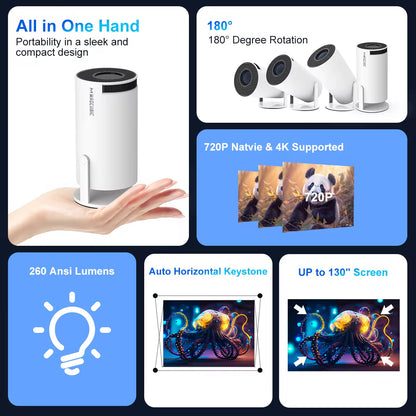 Projector 4K Android 11 HY300 Pro Wifi6 260ANSI Allwinner H713 BT5.0 1080P 1280*720P Cinema Outdoor Portable Projetor